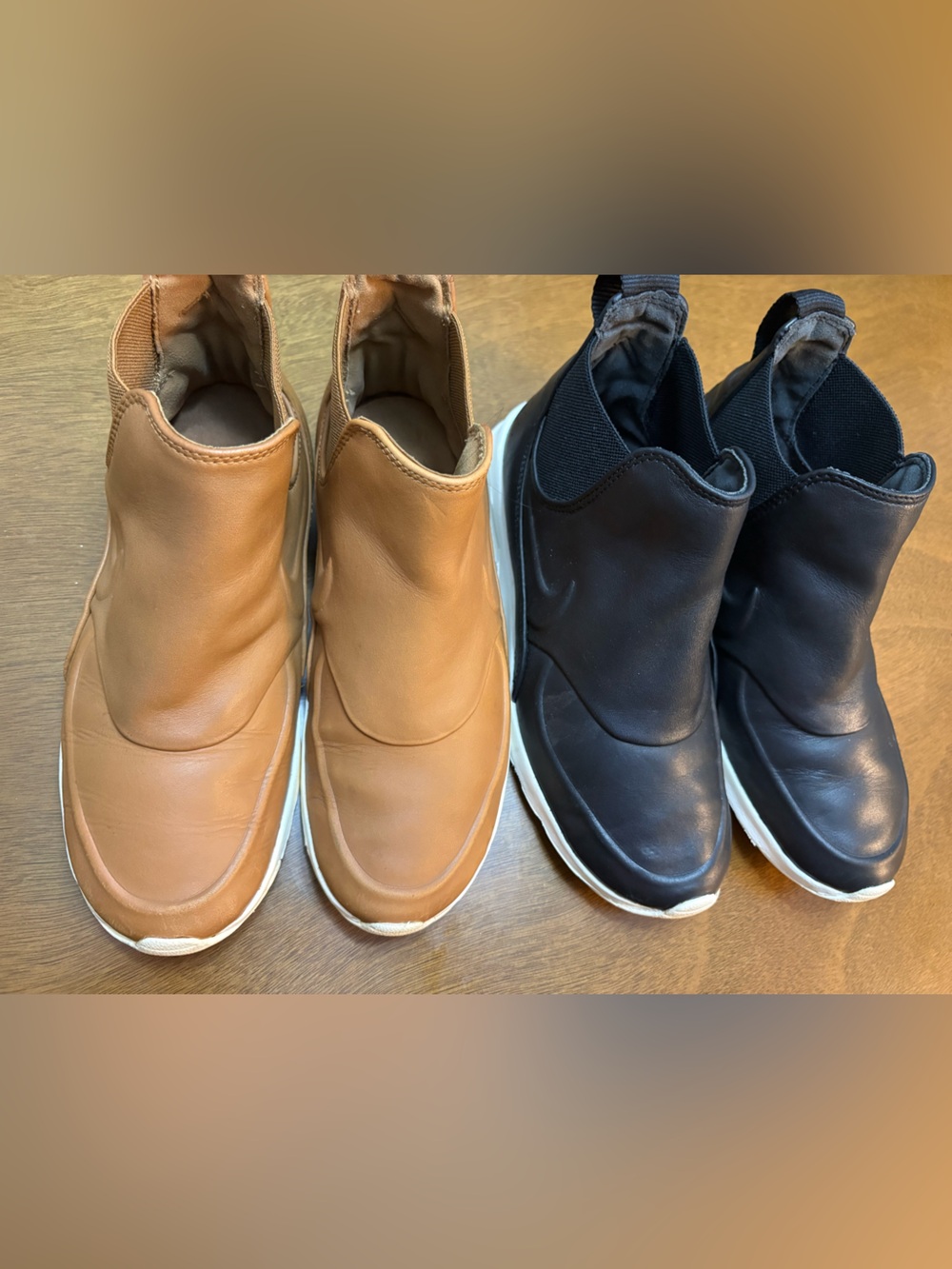 2 Nike Air Max Thea Mid Boot Black & tan Sail White Sneakers 7.5